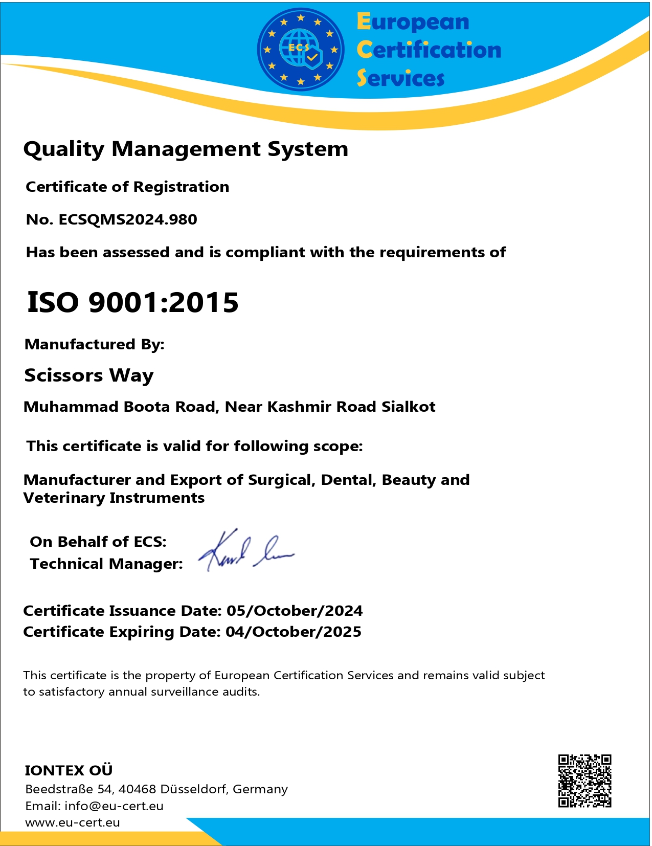 Scissors Way - ISO 9001_page-0001 Surgical Instruments Manufacturers